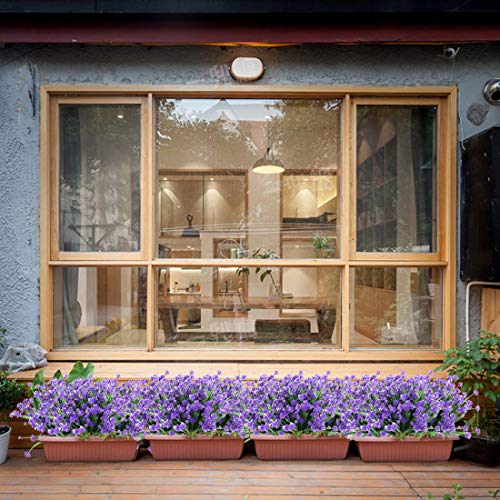 Urstoud Artificial Flowers,Fake Greenery Faux Plastic Bushes Fake Shrubs Uv Resistant No Fade Faux Plastic Plants For Wedding Hanging Bouquet Indoor Outdoor Home Garden Office Table Vase 6Pcs (Purple) #TOP3