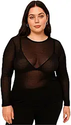 Blusa Segunda Pele Microfibra Manga Longa plus size camada sobreposta transparente fio 40 Loba Lupo
