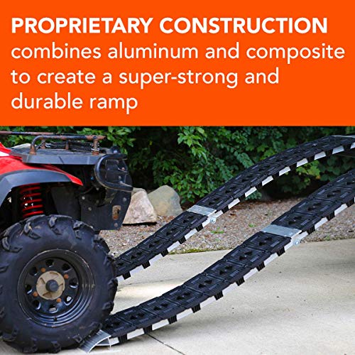 CARGOSMART 3092, Hybrid S-Curve Centerfold Ramp, For Use Easily And Safely Loading & Unloading Lawn Equipment, Motorcycles, ATVs, 750 Lb Per Ramp Capacity, Black 2-Pack