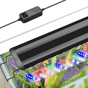 FEDOUR 30-50CM Aquarium LED Beleuchtung, Vollspektrum Aquarium Licht für Pflanzen mit Timer-Funktion, Ausziehbare Metallhalterungen, für Fisch- und Pflanzen Aquarien