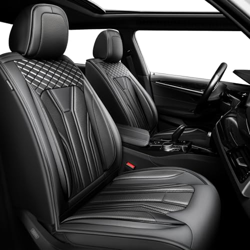 Conjie Car Seat Covers Compatible with 2000-2023 2024-5 Seats Version Premium Leather, All-Weather Seat Cushion Protecto & Airbag Compatible 【All Black】(KBJ-2030-21)