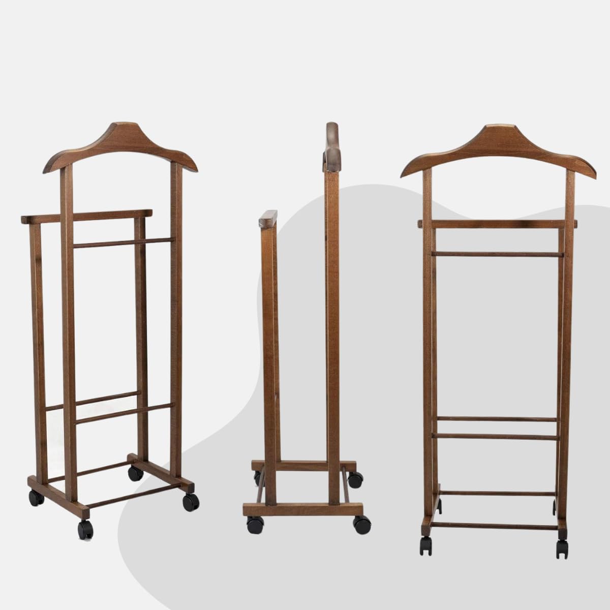 Tomaino - Galán de noche Ambrogio de madera de haya – Perchero de dormitorio multifuncional que ahorra espacio – Galán de dormitorio para ropa y accesorios – Blanco