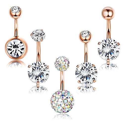Rose Gold Belly Button Rings for Women Diamond Belly rings Belly Navel Piercing Jewelry