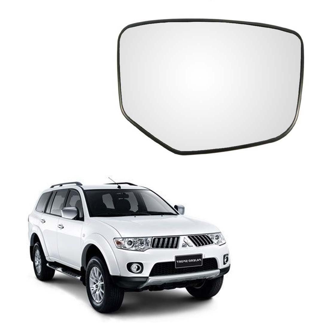 MACZO - orvm Right (Driver) Side Rear View Mirror Glass for Mitsubishi Pajero Sport Type-1 Model