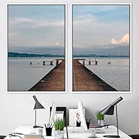 2 Piece Framed Canvas Wall Art Coastal Beach Canvas Prints Home Artwork Decoration for Living Room,Bedroom - 16