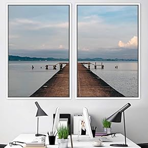 signwin 2 Piece Framed Canvas Wall Art Coastal...