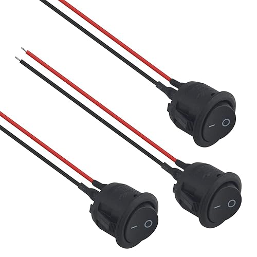Miniatura 2 de XINGYHENG 20 interruptores basculantes redondos de encendido y apagado de 2 pines SPST para barco, AC 6A125V 10A250V con cable pre-soldado para