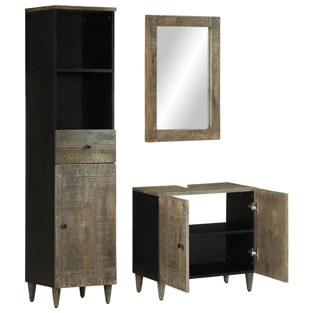 Lot de 3 meubles de salle de bain en bois massif de mangue, petite armoire à chaussures, armoire à médicaments, petite armoire pour cuisine, salon, toilettes, salle de bain