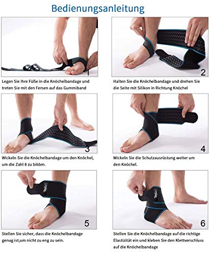 Teylam Sprunggelenkbandage, Einstellbares bandage fußgelenk, Flexible Knöchelbandage, Ultra Dünn Fußbandage, Laufen Fussball, Rechte und Linke Fußgelenk (Blau)