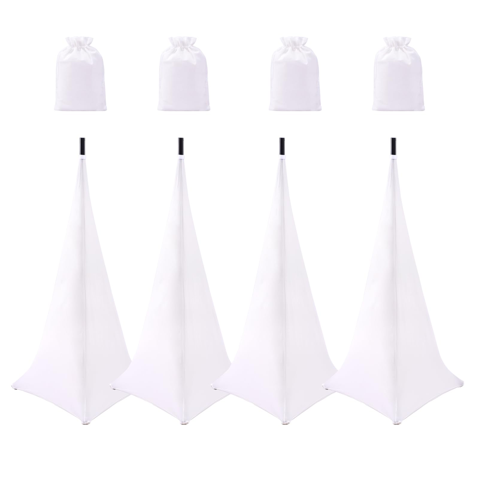 Paquete de 4 fundas para trípode para altavoces de DJ, con cobertura de 360 grados (color blanco, paquete de 4)
