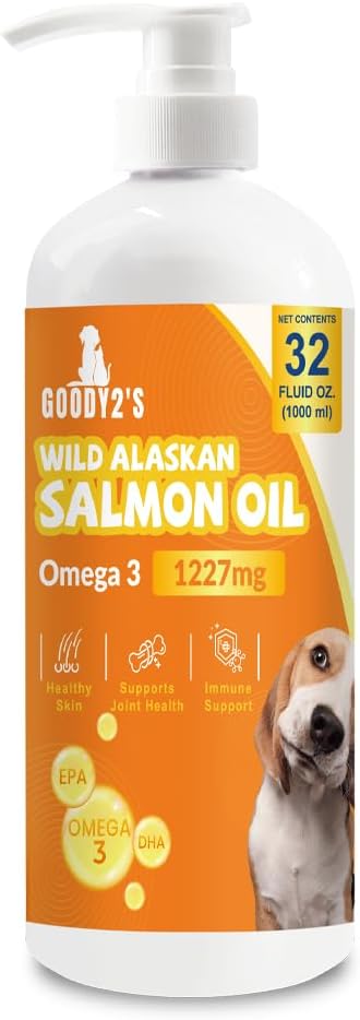 Salmon Oil for Dogs & Cats – Omega 3 Fish Oil Supplement with EPA & DHA – Skin, Coat, Joint, Heart & Immune Support – Natural Pet Oil – 32 oz (Orange)