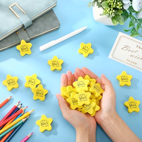 Spakon 50 peças de borrachas inspiradoras de estrelas para crianças, borrachas de estrelas fofas de