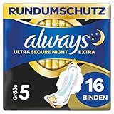 Always Ultra Secure Night Extra Gr. 5, Damenbinden mit Flügeln, Big Pack, dünn und super saugfähig, 16 Stück