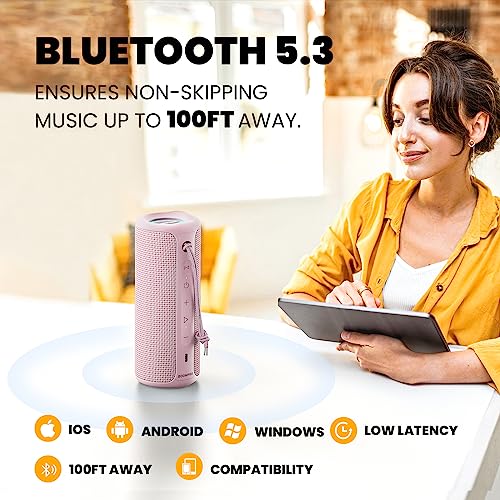 Image of MIATONE Bluetooth Speaker 36W Stereo Sound Bass Present Woman Gifts - Pink