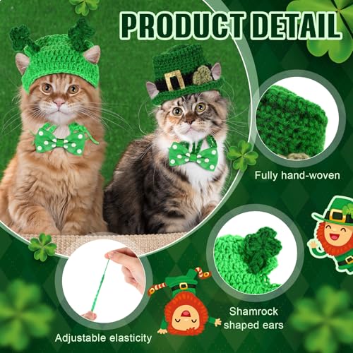 image for MTLEE 4 Pcs St Patrick's Day Pet Costume Accessories, 2 Pcs Shamrock H