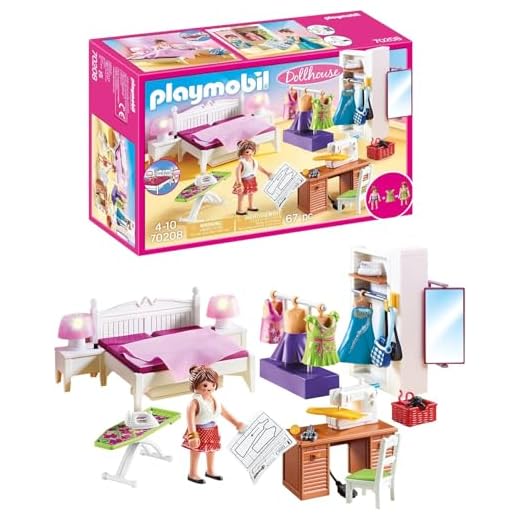 Playmobil Zwillingskinderwagen 8 Playmobil Dollhouse 70208 Schlafzimmer und Nähstudio, mit Lichteffekten, ab 4 Jahren