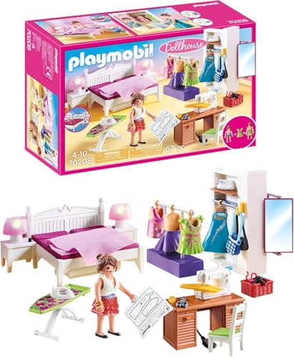 PLAYMOBIL 70208 Dollhouse Abwechslung Schlafzimmer mit Nähecke, ab 4...