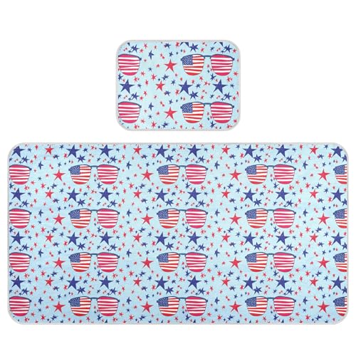 Takiito Sunglasses American Flag Baby Cooling Mattress Pad, Soft & Breathable Cooling Mat Keep Baby Cool in Summer 28x52 in, Nursery Essential