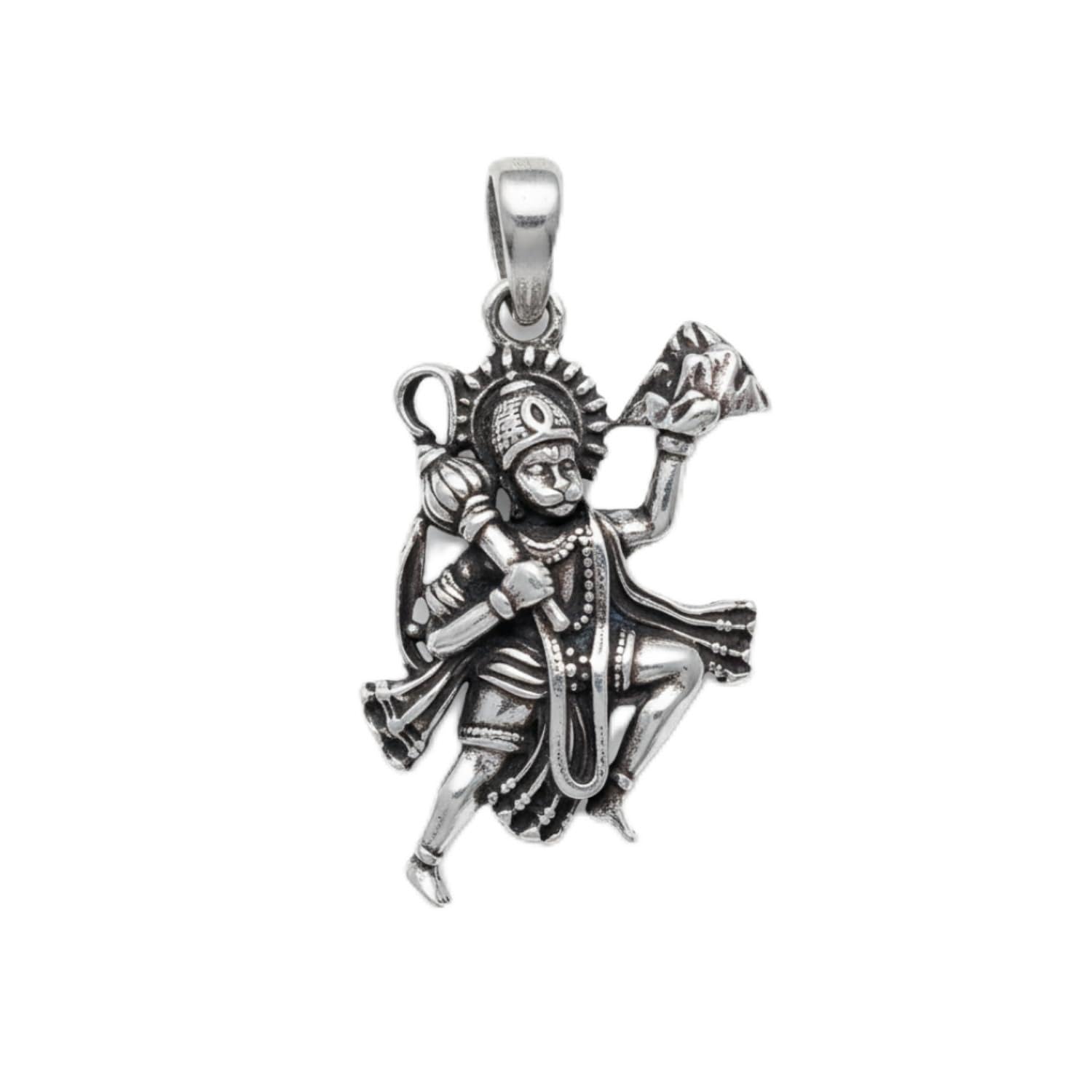 hulasi 925 Sterling Silver Hanumanji Religious Locket | Antique Style | For Men & Women | Detailed Designs-picture-26