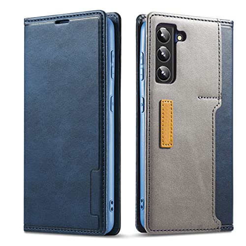 Coque pour Samsung Galaxy S23/s23plus/s23ultra, étui De Téléphone à Rabat en Cuir-RFID Bloquant Les Porte-Cartes-résistant Aux Chocs TPU Shell Folio Book Cover,Bleu,S23 Ultra 6.8''