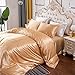 geek cook Zestawy pościeli podwójne, poszewka na kołdrę z poszewkami na poduszki miękki jedwab satyna dla kobiet dziewcząt letnia poszewka na kołdrę zestaw pościeli Twin Queen King Size-camel_single 135 x 200 cm