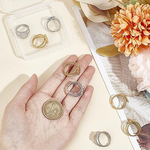 UNICRAFTALE 8Pcs 2 Color Stainless Steel Sun Open Cuff Ring Settings with Oval Tray Metal Ring Blanks Cabochon Ring Base Settings Blanks DIY Bezels for Ring Jewelry Making - Image 4