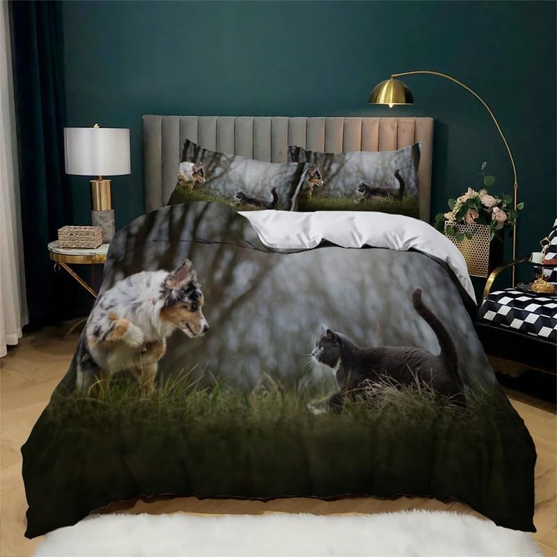 Miniatura 1 de Brown Puppy California King Duvet Cover Animal Print Bedding Soft Microfiber Comforter Cover and 2 Pillow Shams 20"X36", Bed Set Duvet Covers with