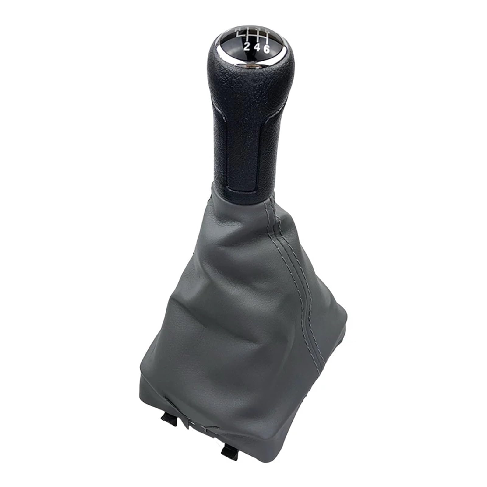 Jeocoai 6-Speed-Black- Gray Car Gear Knob Car Gear Shift Knob Lever Shifter Gaiter Boot Cover For Volkswagen For Polo 9N 9N2(6-Speed-Black- Gray)