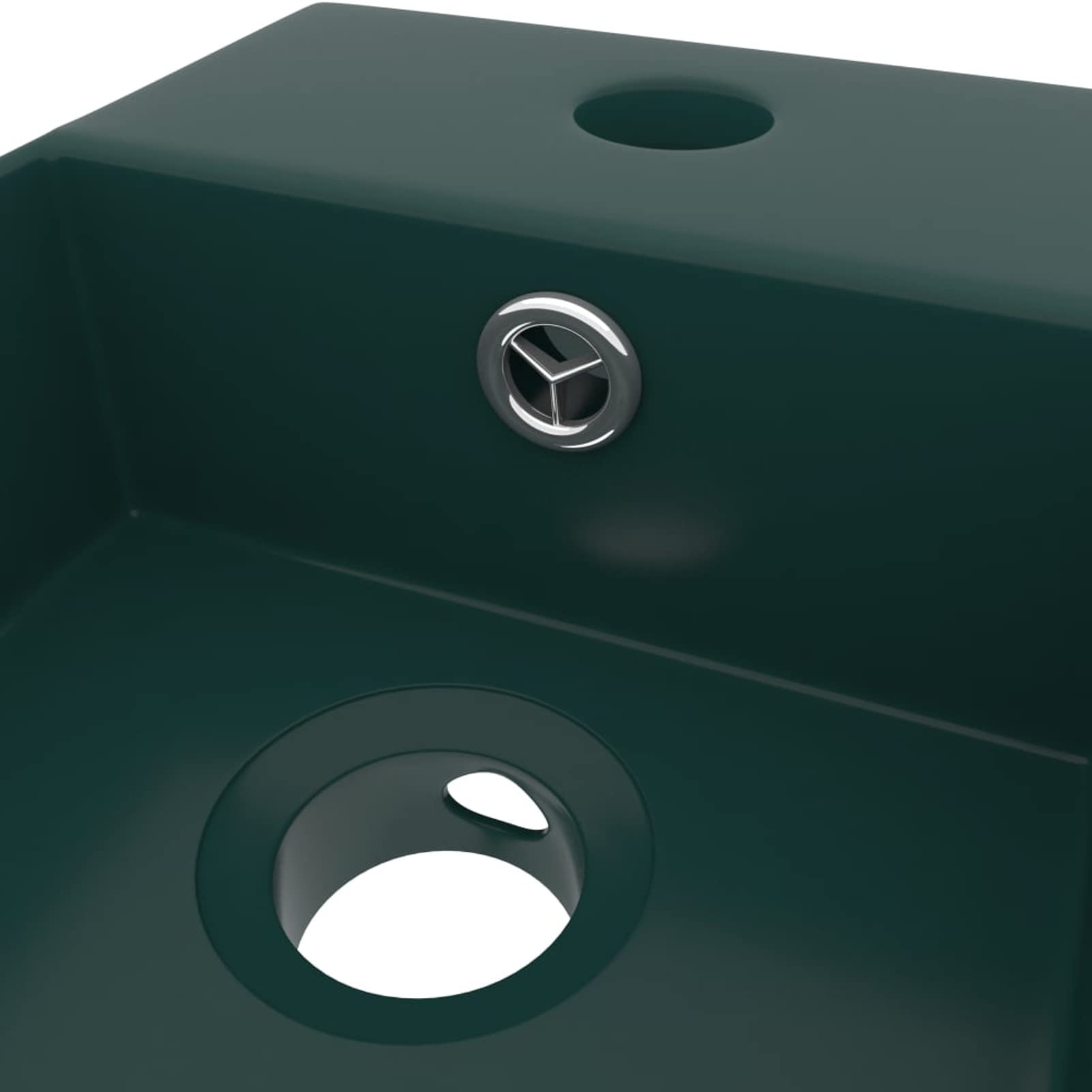 Homgoday Fregadero de baño con desbordamiento de cerámica, color verde oscuro, lavabo de encimera, fregadero para lavabo, lavabo para lavabo, lavabo de baño para guardarropa pequeño, accesorios de