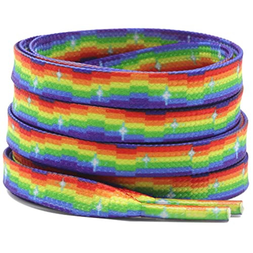 DELELE Flat Gradient Shoe Laces: Rainbow Shoelaces 55 Inch