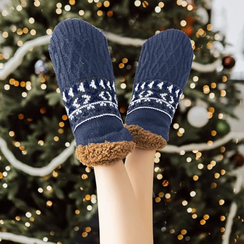 Fluffy Fuzzy Warm Slipper Socks for Women Men Thick Fleece Lined Non-Slip Socks Indoor Floor ChristmasGiftsfor women Winter super Soft Warm Cozy Grip Socks2