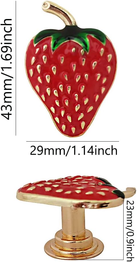 Strawberry Cabinet Knobs Drawer Knobs, Decorative Metal Alloy Strawberry Knob Pulls for Cupboard Door Wardrobe Dresser Hardware Furniture Knobs Handles Single-Hole 4 Pack