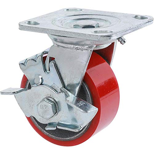 Grizzly G8176 Heavy-Duty Swivel Caster with Brake, 4-Inch