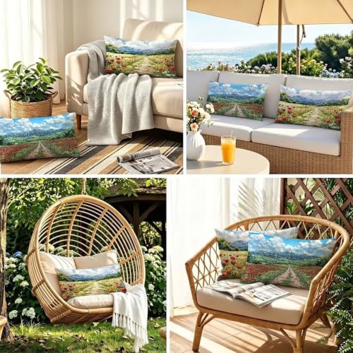 Coussin exterieur impermeable evocation mer de fleurs pour canape - 7