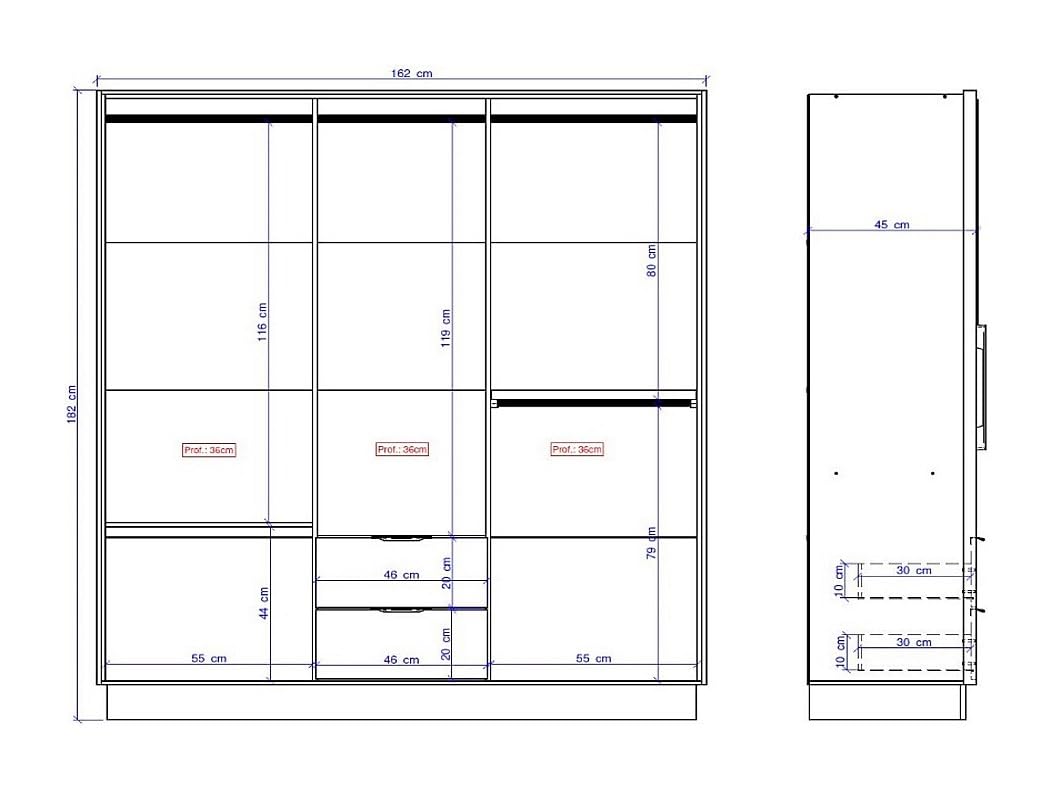 Vente-unique - Armoire 6 Portes et 2 tiroirs - L162 cm - Blanc - FEOVA
