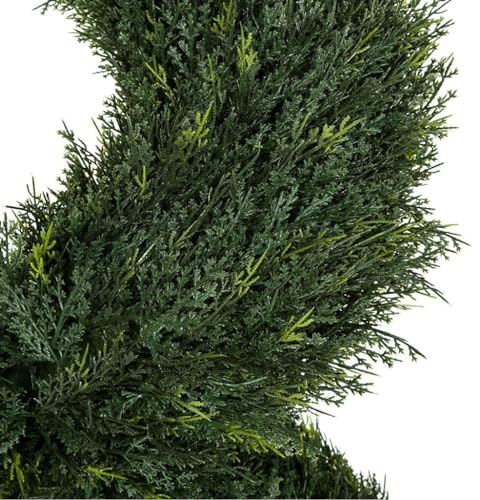4' UV-Resistant Outdoor Artificial Pond Cypress Spiral Topiary Tree w/Pot -Green