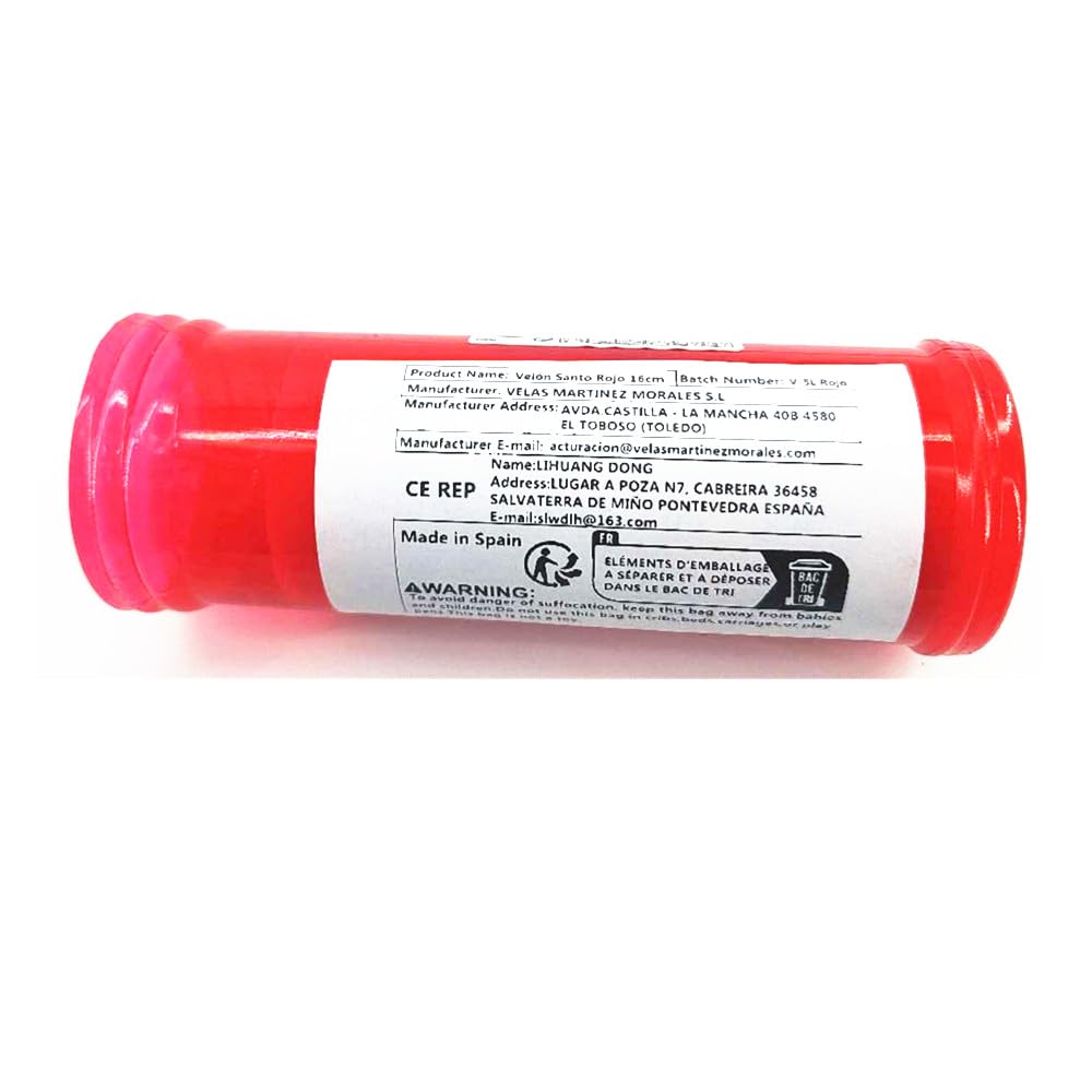 Velas Litúrgicas Velón Santo 16cm 24 Unidades Rojo