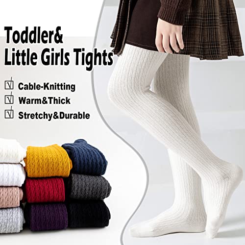 EPEIUS Baby Girl Tights Thick Cable Knit Leggings Seamless Cotton Toddler Girls Stockings School Tights for 2T-12 Years2