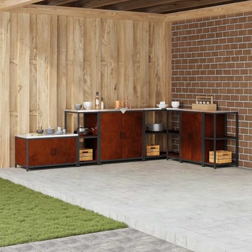 Rangement de cuisine moderne fini rouillé étagère design en acier vidaXL