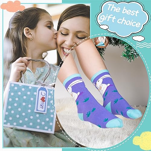 Image of EBMORE Kids Girls Boys Socks Cotton Crew Cute Animal Pattern Fashion Fun Novelty Socks 6 Pack