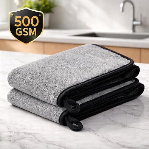 Image of Cutting EDGE 500 GSM Car Microfiber Cloth, 70x30 cm, Dark Grey (Set of 2)
