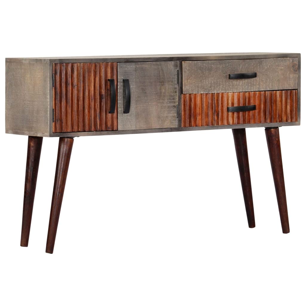 Mesa consola clásica de madera maciza de mango con 2 puertas y 2 cajones, mesa estable y patas robustas para un interior elegante y un almacenamiento práctico