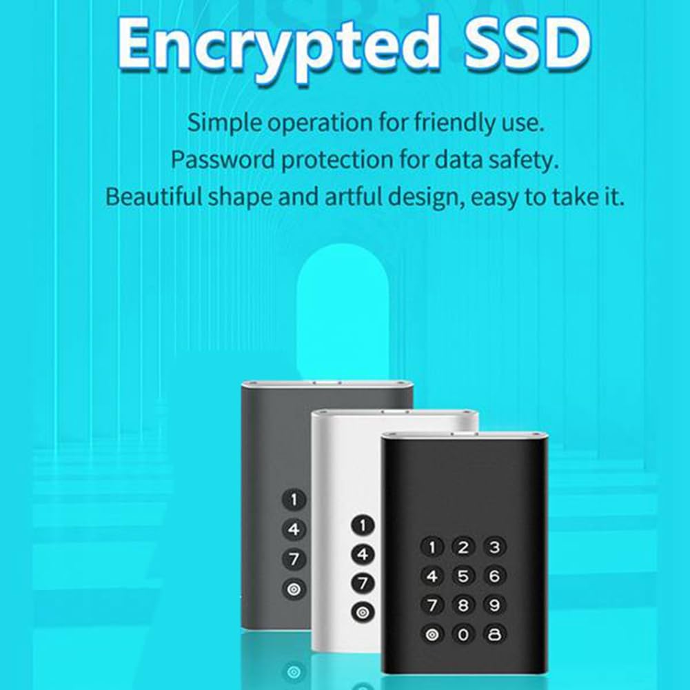Disco Duro Externo PortáTil USB-C Caja de Disco Duro Cifrada Unidad de Estado SóLido Cifrada de 128 GB (Negro)