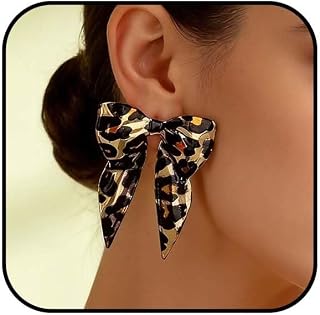 Big Bow Earrings for Women Gold Leopard Bowknot Earrings Statement Cheetah Print Stud Earrings Jewelry