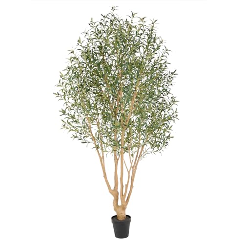 Nafresh Majestic Faux Olive Tree 9ft &ndash; Artificial Olive Tree Indoor & Outdoor with Lifelike Leaves...