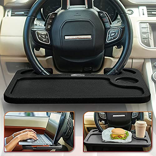 Image of Steering Wheel Tray for Laptop & Food, Car Tray for Steering Wheel, Car Trays for Eating, Car Food Trays for Adults, Laptop Car Desk, Car Seat Travel Tray Table for Driver