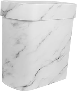 Compact Marble Trash Can for Bathroom Bedroom Office Versatile Waste Basket with Generous Capacity Modern Design for Narrow Spaces Easy Waste Management