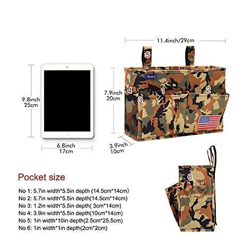 Image of Surblue Bedside Caddy Hanging Organizer Bedside Storage Bag for Bunk and Hospital Beds (Z-Y-Small Desert)