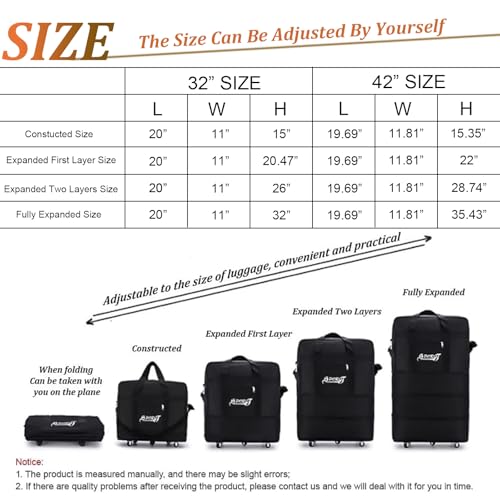 32" Duffel Bag w/Wheels, Waterproof Lightweight Fold & Expandable, Traveling Oxford Suitcase Duffel Travel Bag Large Capacity for Women Men Lattice2