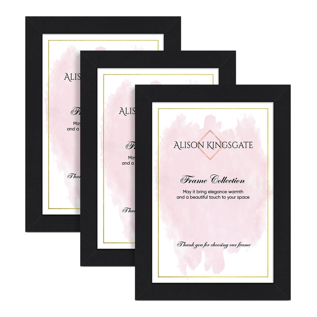 Alison Kingsgate 18X14 Matte Black Modern Photo Frames Pack of 3 - Engineered Wood Picture Frame with Perspex Front - Ideal for Certificates - Wall Mount or Tabletop - Multiple Sizes & Colors — image 1